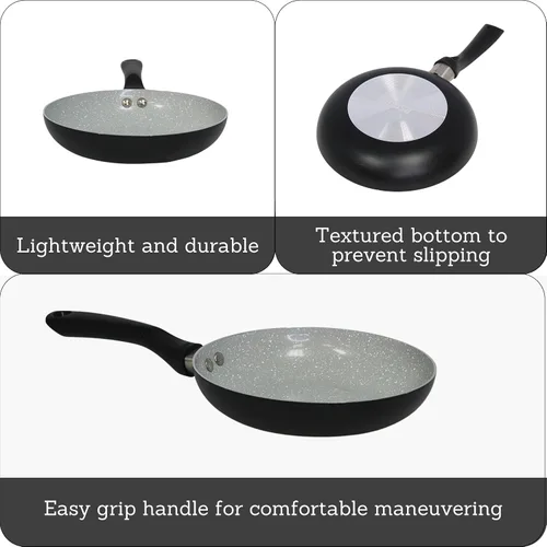 Miniatura 2 de IMUSA Sartén antiadherente de cerámica Premier de 8" con mango de tacto fresco, negro mate