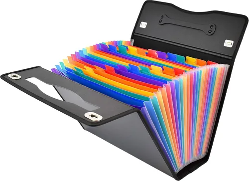 Miniatura 2 de CNK Carpetas de Archivos de Acordeón con 24 Bolsillos Organizador para Almacenamiento de Documentos en Papel Carpeta de Documentos Expandible Negro