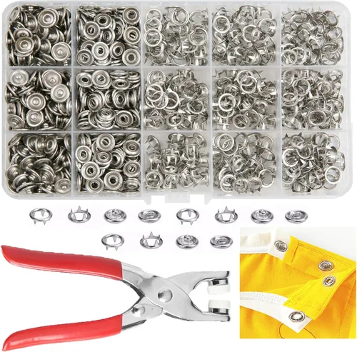 Miniatura 9 de GTAAOY 800 piezas de botones de broches de metal con herramienta de alicates de presión, kit perfecto para manualidades DIY, ropa, sombreros