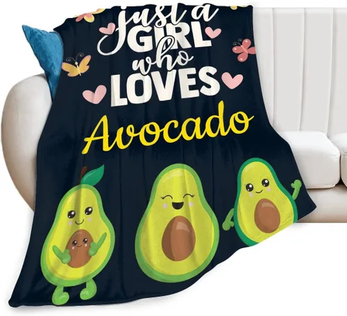 Just A Girl Who Loves - Manta con diseño de aguacate, manta de franela súper suave y cálida, ligera, acogedora manta de felpa mullida, regalos para