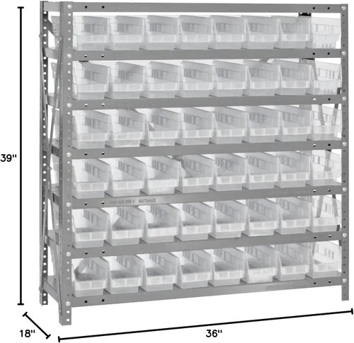 Miniatura 80 de Quantum QSBU-245BK Heavy Duty Shelving Unit with (7) Shelves and (24) QUS245 Black Bins for Garage Warehouse Storage Distribution 400 lb Load