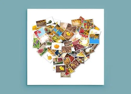Miniatura 3 de CanvasChamp Collage de fotos en lienzo en forma de corazón, 40 impresiones de fotos, collage de lienzo, arte de pared personalizado, marcos de fotos