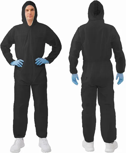 Miniatura 28 de Trajes de materiales peligrosos, 10 opciones de colores Monos protectores desechables, traje de pintura con muñecas elásticas, tobillos y capucha