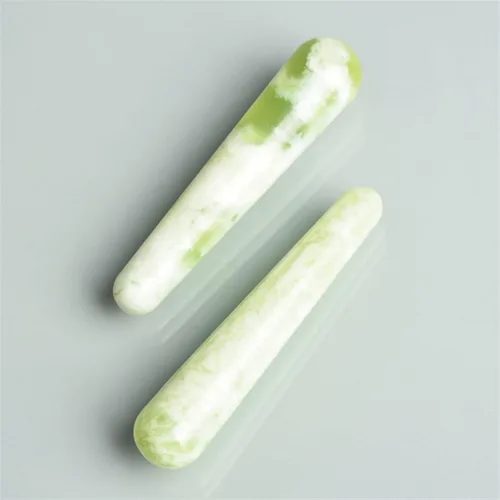 2 barras de acupuntura de piedra de jade natural para cara y pies, bolígrafo de masaje de reflexología, levantamiento de Gua Sha (color: tipo B)