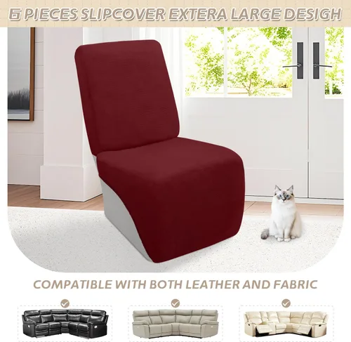 Miniatura 102 de Arfntevss Fundas de sofá seccional reclinable de terciopelo, Funda de sofá seccional de esquina para sofá reclinable, Funda elástica suave