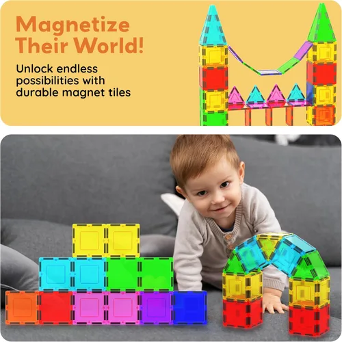 Miniatura 7 de PicassoTiles Bloque de construcción magnético Kit de construcción de azulejos magnéticos para niños, educativo STEM Aprendizaje, juego
