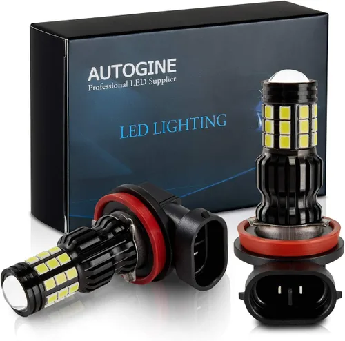 AUTOGINE Bombillas antiniebla LED H11 H8 H16 extremadamente brillantes para luces DRL o antiniebla, 6000 K xenón blanco (paquete de 2)