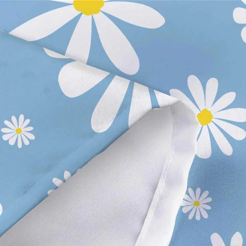Miniatura 5 de Cortina de ducha con diseño floral de margaritas azules para caravana, remolque, baño, lindo juego de cortinas de ducha de tela estrecha y corta