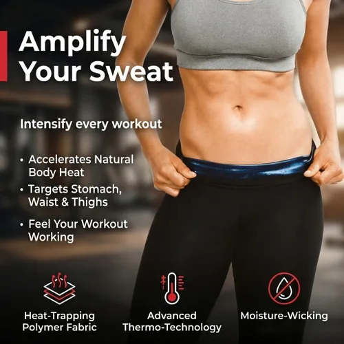 Miniatura 3 de Sweat Shaper - Leggings de sauna para mujer, pantalones de compresión de cintura alta, leggings de yoga, capris de sudoración térmica Negro
