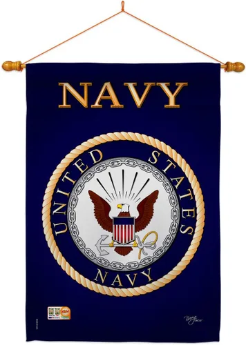 Miniatura 20 de Breeze Decor Bandera de jardín de 13 x 18.5 pulgadas, con licencia oficial de las Fuerzas Armadas de los Estados Unidos de la Marina de los Estados