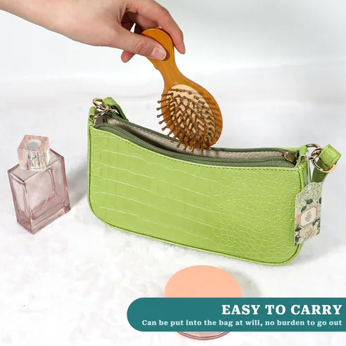 Miniatura 3 de Mini cepillo de bambú para el crecimiento del cabello, cepillo masajeador de madera natural con diseño de mango y pasadores de madera redondos
