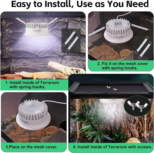 Miniatura 6 de Luz UVB para reptiles, accesorio de luz UVA UVB para reptiles con temporizador, bombilla LED UVB para dragón barbudo, gecko, tortuga, camaleón