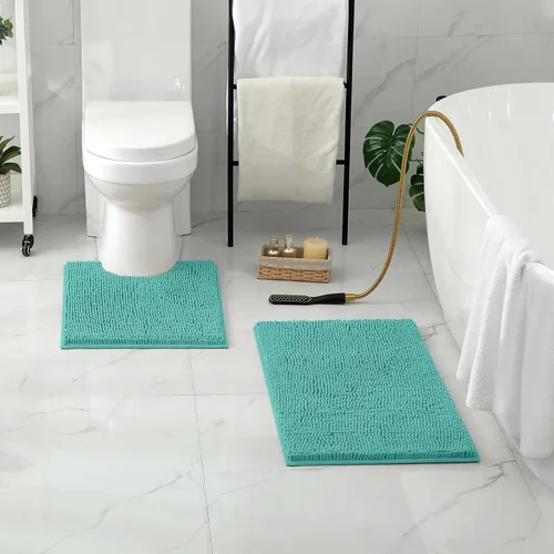 Miniatura 6 de HOMEIDEAS - Juego de tapetes para baño (2 piezas), de felpilla suave, absorbente, peluda, antideslizante, para baño, tina y ducha. Se pueden lavar a