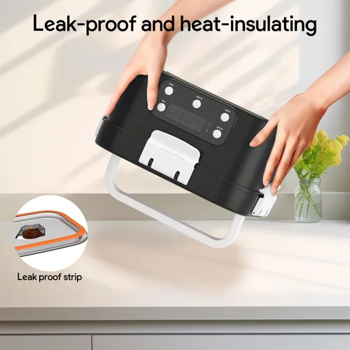 Miniatura 3 de Fiambrera eléctrica inalámbrica, calentador automático de alimentos de 6.75 tazas (212 °F), contenedor de comida portátil recargable para oficina