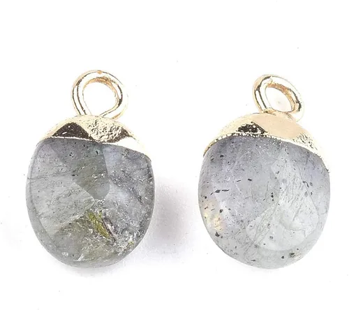 Miniatura 6 de KISSITTY 20 dijes de amazonita natural galvanizados con piedras preciosas cuadradas facetadas de 11-0.472x0.315 in con hallazgos de hierro dorado