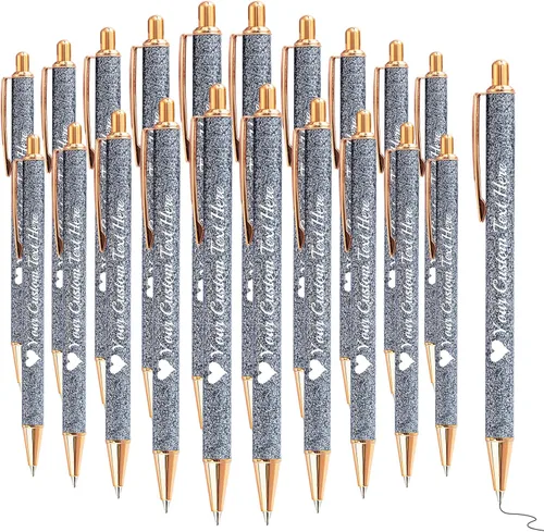 Miniatura 48 de Bolígrafos con purpurina personalizados con nombre, bolígrafos bonitos y bonitos personalizados, bolígrafos retráctiles de tinta negra, suministros
