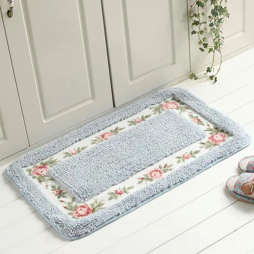 Alfombra romántica de estilo rural con diseño floral de rosas, alfombra de área, suave, antideslizante, tapete para baño, ducha, dormitorio, sala de
