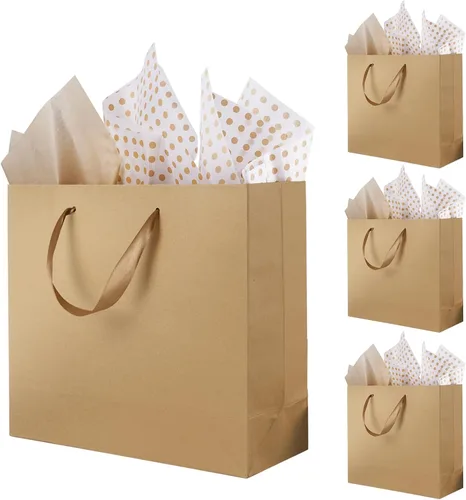 Miniatura 15 de Bolsas de regalo negras extragrandes de 15.7 pulgadas para regalos con papel de seda y asas de cinta para compras, pequeñas empresas, fiestas