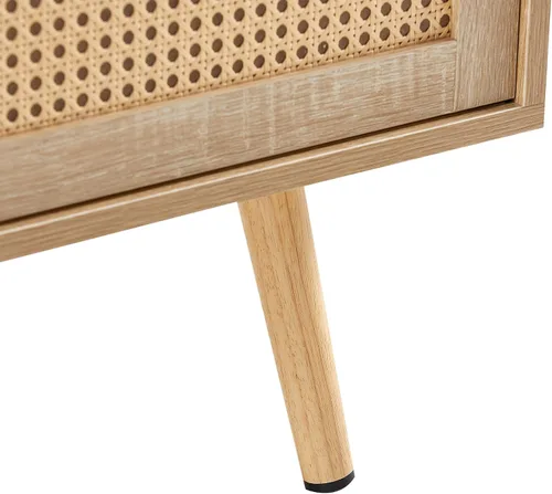 Miniatura 7 de IANIYA Mesa de centro moderna con almacenamiento, mesa rectangular de 41.3 pulgadas con centro de madera con puerta corrediza tejida de ratán PE