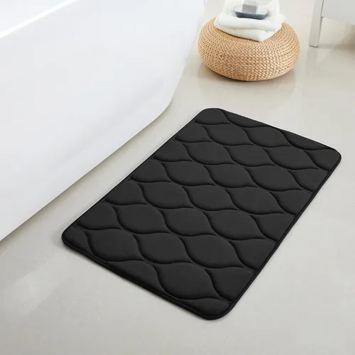 Miniatura 41 de Yafa Home Fashion 1 alfombra de baño de 17 x 24 pulgadas, espuma viscoelástica, absorbente de agua y antideslizante, color negro