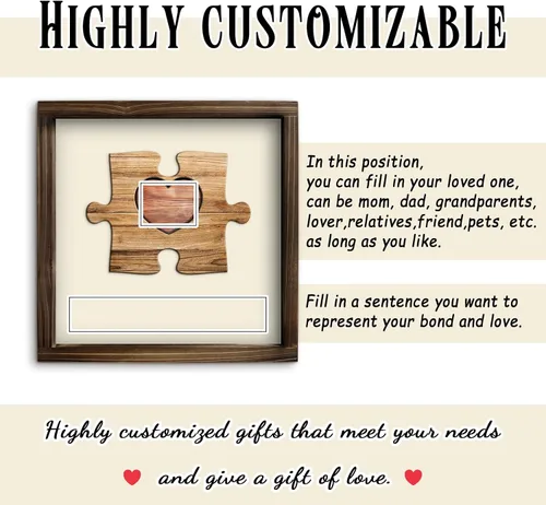 Miniatura 3 de Kas Home Letrero de madera personalizado con nombre de corazón, rompecabezas de nombre de familia personalizado con 1-8 nombres grabados, texto