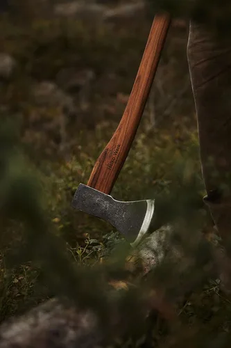 Miniatura 8 de 1844 Helko Werk Germany Hacha tradicional de carpintería de la Selva Negra, hecha en Alemania, Hacha Bushcraft forjada a mano y hacha forestal