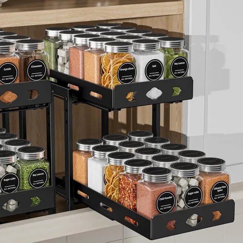 Miniatura 14 de BOIVSHI Organizador de especias para gabinete, estante de especias de armario de 2 niveles, estante vertical de especias extraíble de altura