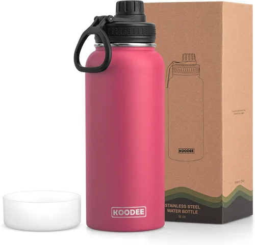 Miniatura 39 de koodee Insulated Water Bottle, 32 oz Stainless Steel Double Wall Vacuum Wide Mouth Sport Bottle with Leakproof Spout Lid (Navy)