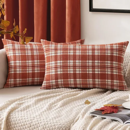 Miniatura 22 de MIULEE Juego de 2 fundas de almohada de tartán escocés de otoño, clásicas, decorativas, para exteriores, decoración de Halloween, Acción de Gracias