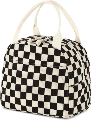 Miniatura 47 de Bluboon Bolsa de almuerzo para mujer, bonita bolsa de almuerzo de pana con correa para el hombro, reutilizable, aislada, gran capacidad