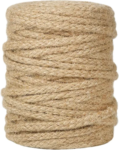 Tenn Well Cordel de yute de 0.197 in, cuerda natural trenzada de 100 pies, cordel grueso para manualidades, envoltura de regalos, jardinería,