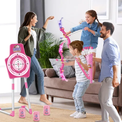 Miniatura 6 de SpringFlower 2 Bow and Arrow Sets with LED Light-up,2 Foam Dart Guns for Kids 5 6 7 8 9 10+ Years Old, Archery Set with Standing Target for Boys &