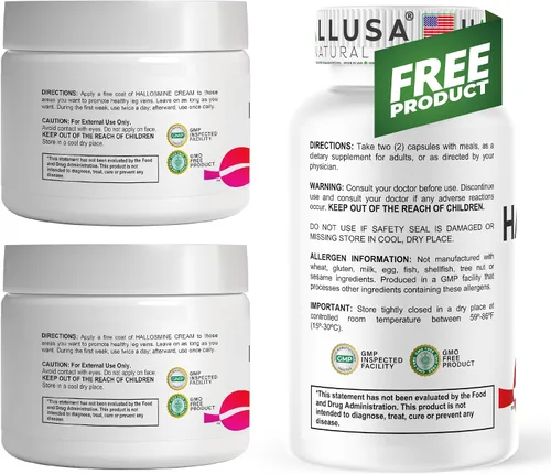Miniatura 9 de Crema de Hallosmine para venas, paquete de 2 + Hallosmine gratis más diosmina 500 mg – Hesperidina, castaño de indias y aloe vera – Soporte