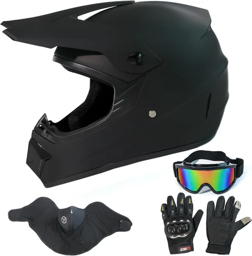 Miniatura 8 de Cascos de Dirt Bike para Adultos Negro DOT ATV Motocross Motocicleta Todoterreno Calle Bicicleta de Montaña Cara Completa con Gafas Guantes Máscara