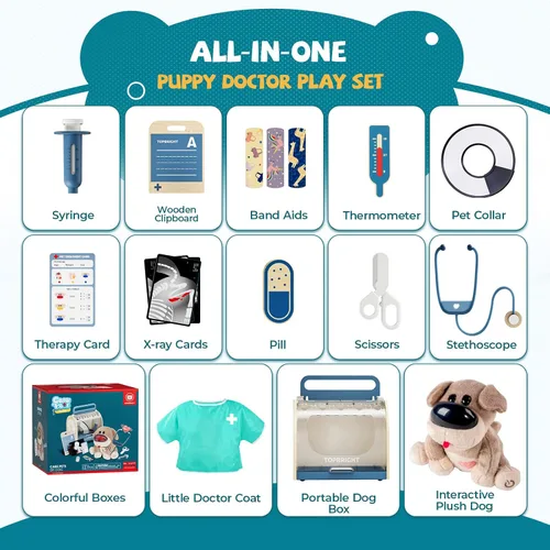 Miniatura 6 de Set interactivo de veterinario para perros, juego de veterinario para niños, regalo de cumpleaños para niños y niñas, kit de juguetes de simulación