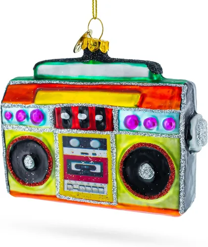 Miniatura 2 de Vintage Cassette Player Boombox Glass Christmas Ornament