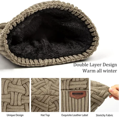 Miniatura 67 de Loritta Gorro de invierno cálido de punto grueso y holgado para hombre