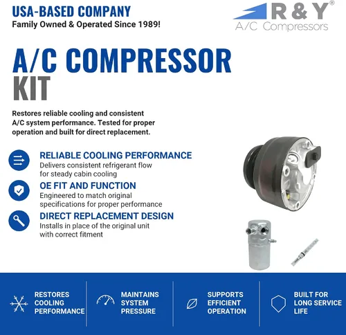 Miniatura 2 de Kit de compresor de aire acondicionado automotriz RYC KT BC69 Compatible con Chevrolet y se adapta a GMC C1500, C2500, C3500, K1500, K2500, K3500