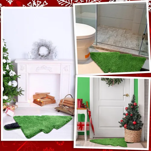 Miniatura 3 de Tinideya Alfombra de baño de árbol de Navidad para niños, 28 x 20 pulgadas, tapete de baño para bañera, árbol de Navidad, tapete de baño verde