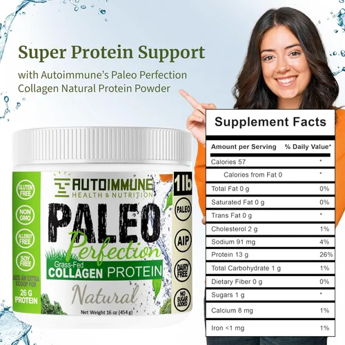Miniatura 2 de Paleo Perfection - Polvo de proteína de colágeno de carne de res alimentada con pasto natural para hombres y mujeres con fibra de manzana