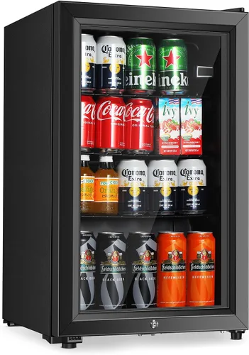 Miniatura 8 de HAILANG - Refrigerador de bebidas, 1.3 pies cúbicos, mini refrigerador con puerta de vidrio para refrescos y cerveza, refrigerador de bebidas