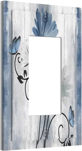 Miniatura 13 de Placa de pared decorativa con hojas de palmera tropicales de oro blanco, hoja de plátano, doble interruptor de luz de palanca decorativa, placa