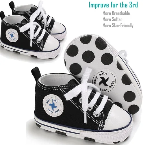 Miniatura 2 de Zapatos de lona para bebés recién nacidos, suela suave, para los primeros pasos, zapatos planos para niños pequeños, zapatos de mezclilla unisex