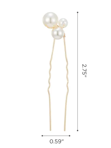 Miniatura 7 de SWEETV Horquillas para el pelo de novia, tocado de perlas para novias, damas de honor y niñas de flores, 3 pinzas para el pelo de boda y piezas