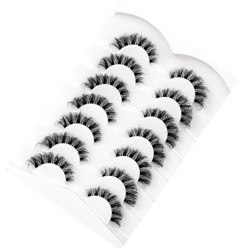 Miniatura 765 de Pooplunch - Pestañas postizas finas de visón sintético, estilo ojo de gato, naturales, cruzadas, tipo racimo, efecto 8D de volumen, tiras