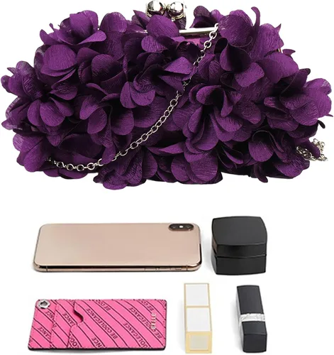 Miniatura 7 de Buddy - Bolso de mano de satén suave para mujer, con forma de rosa, para boda, fiesta