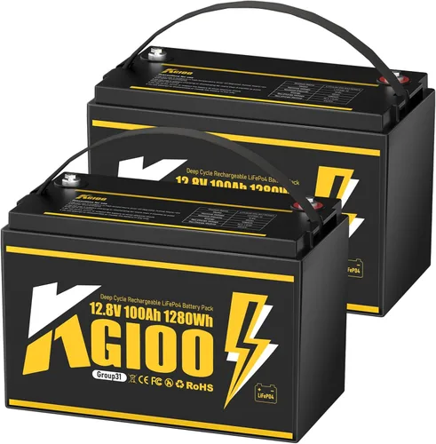 Paquete de 2 baterías LiFePO4 de 12V 100Ah del BCI Grupo 31, batería recargable de litio de 15000 ciclos profundos para RV, motor eléctrico fuera de