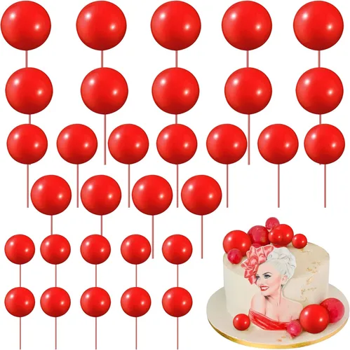 Miniatura 20 de Rsstarxi 30 piezas de mini globos y bolas de espuma para tartas – Insertos de pastel de bricolaje para bodas, aniversarios y decoraciones de fiesta