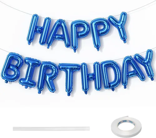 Miniatura 26 de Cartel plateado de feliz cumpleaños – Globos de letras de papel de aluminio de Mylar de 16 pulgadas con cinta, globos autoinflables para mujeres