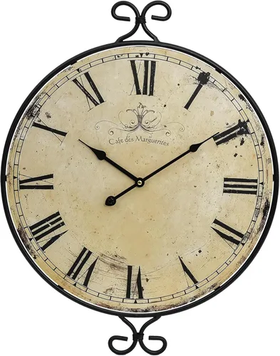 Miniatura 9 de Reloj de pared de 30 pulgadas para sala de estar, reloj de pared de granja extragrande, marco de hierro forjado con acabado dorado retro, relojes